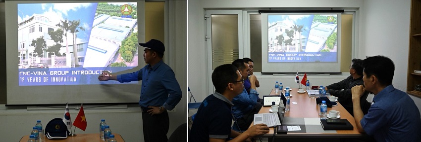Ban lanh dao gioi thieu voi doi tac day chuyen son Vinfast chang duong 12 nam phat trien cua CNCVINA Ban lanh dao gioi thieu voi doi tac day chuyen son Vinfast chang duong 12 nam phat trien cua CNCVINA