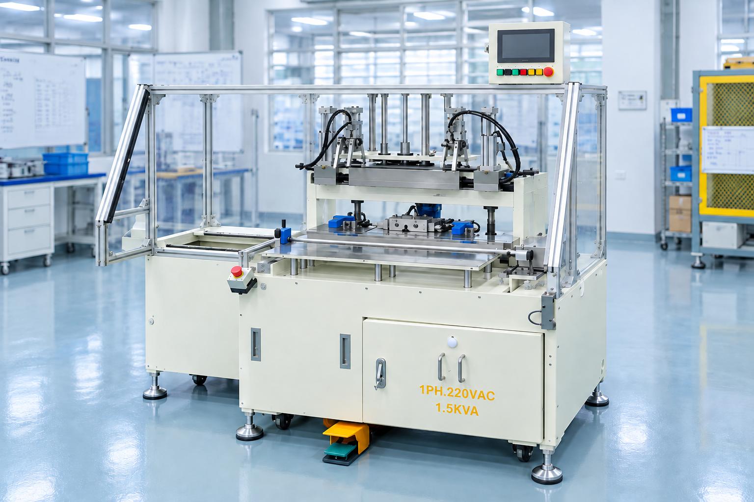 Máy ép túi khí bán tự động hai trạm CNC VINA May ep tui khi ban tu dong hai tram CNC VINA