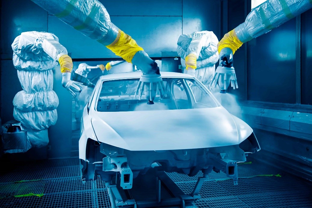 Painting line in automobile production Dây chuyền sơn trong sản xuất ô tô