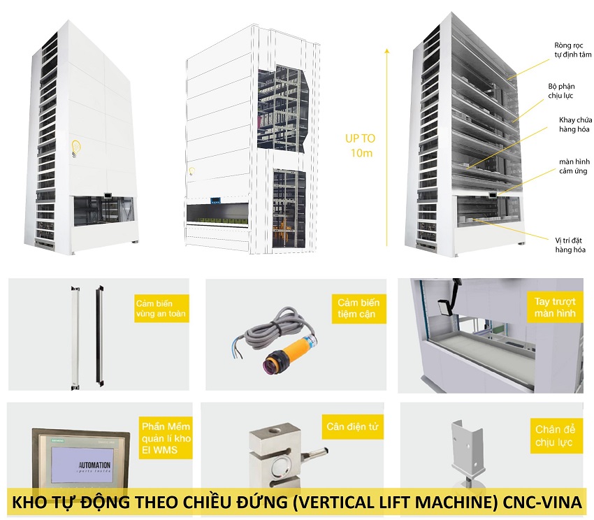 Vertical lift machine warehouse - CNC VINA kho tu dong vertical lift machine - CNC VINA